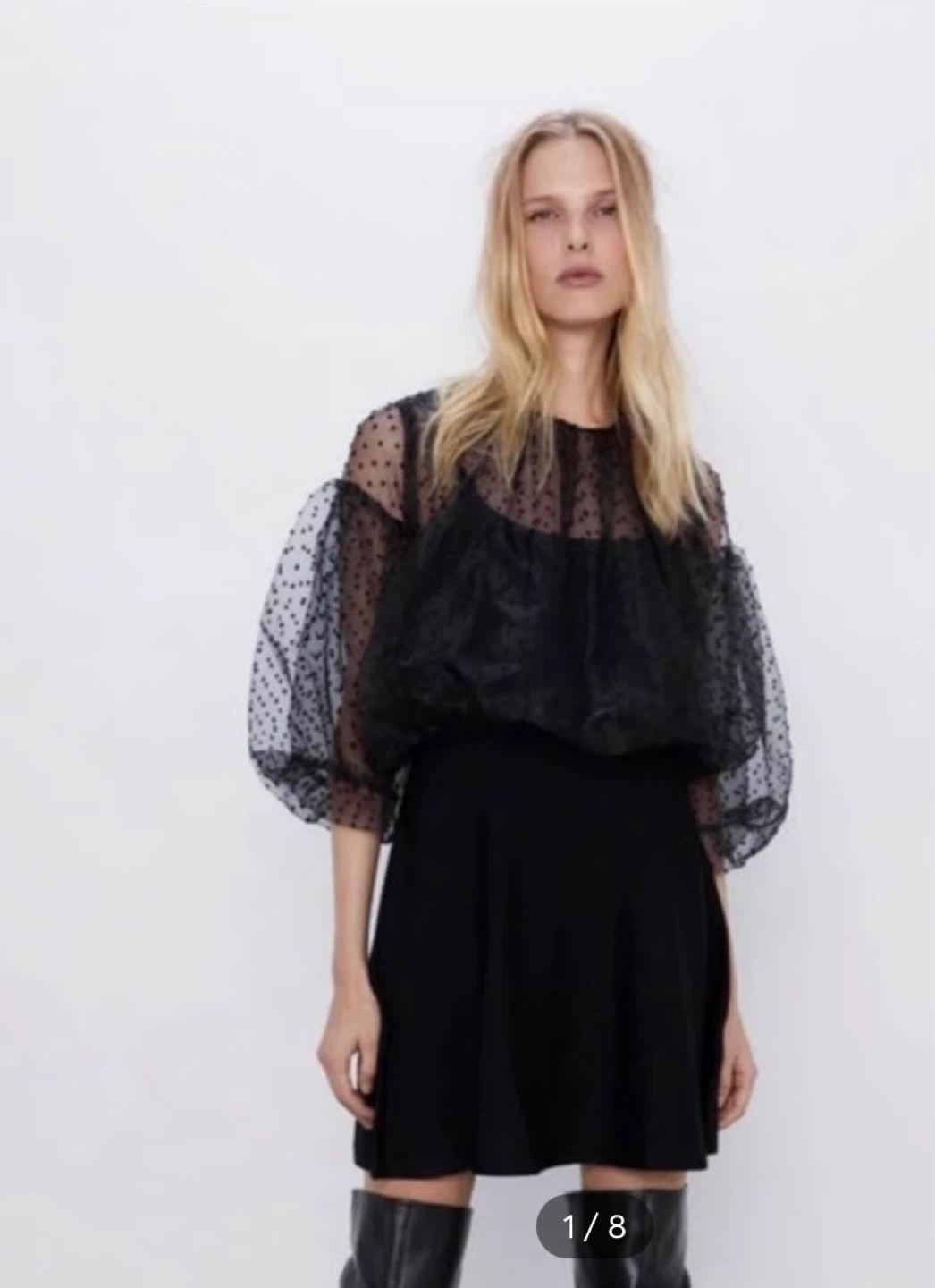 Zara Sheer Black Swiss Dot Dress - photo 2