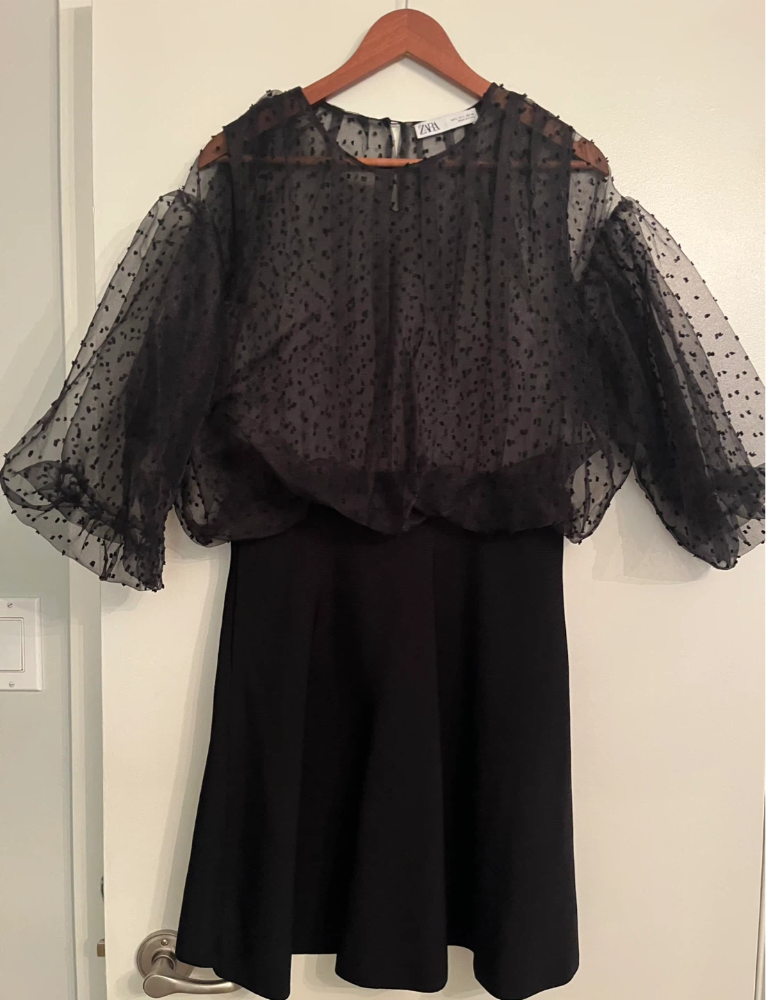 Zara Sheer Black Swiss Dot Dress - photo 4