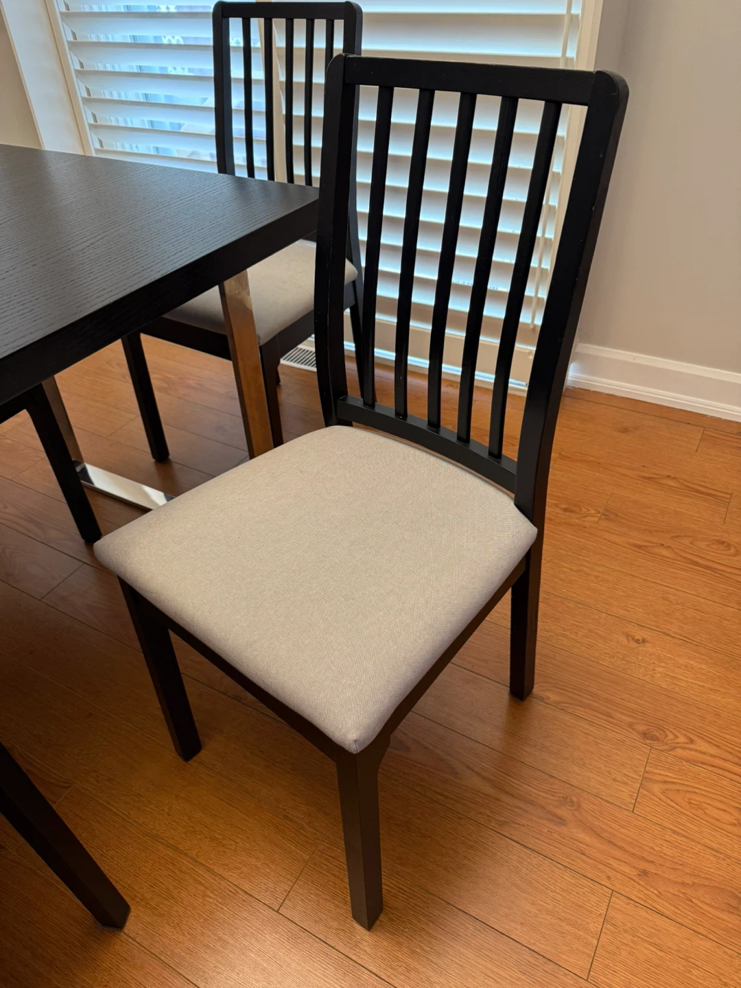 Black Dining Table with Metal Legs and 6 Chairs - photo 3