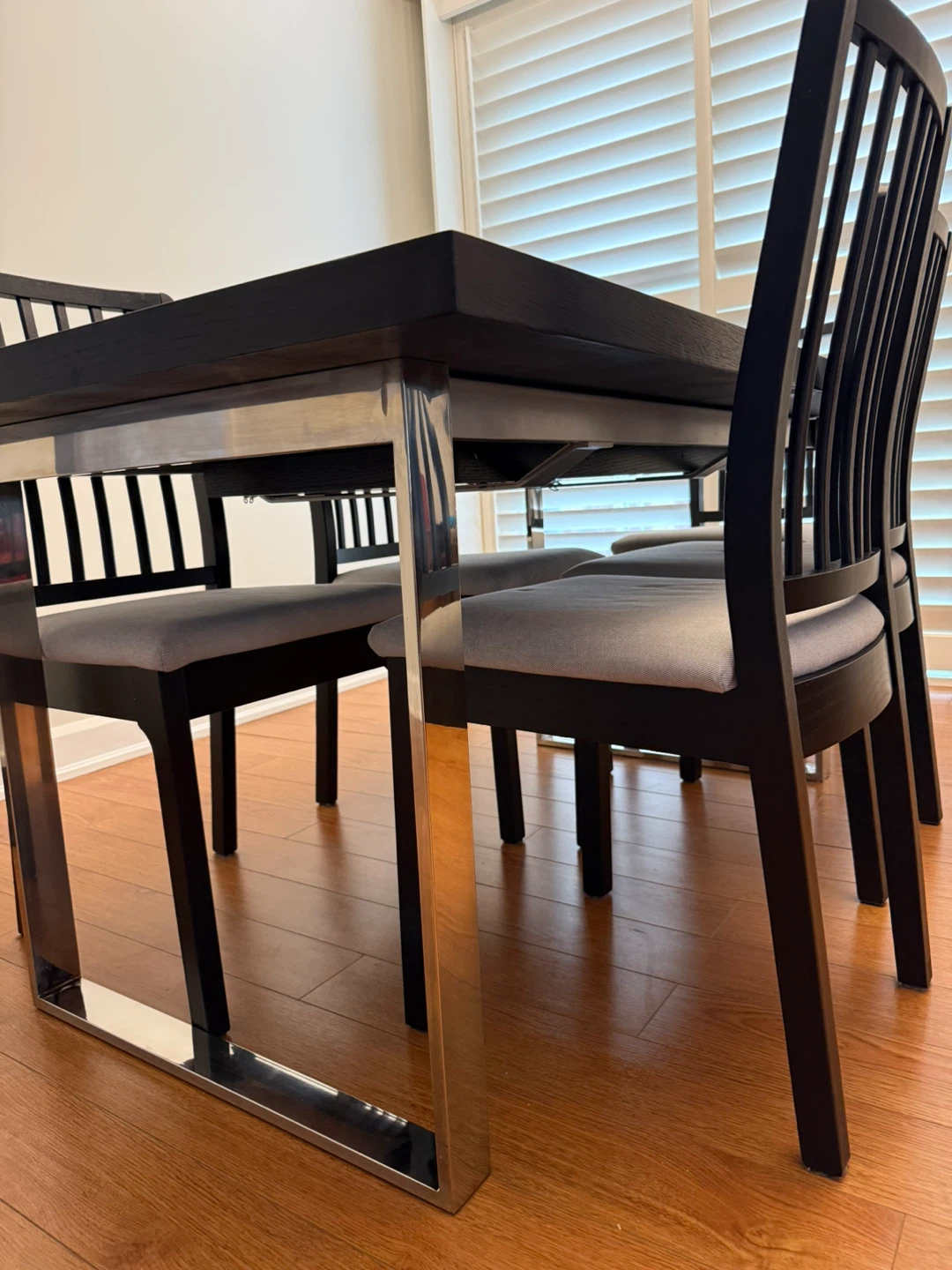 Black Dining Table with Metal Legs and 6 Chairs - photo 2