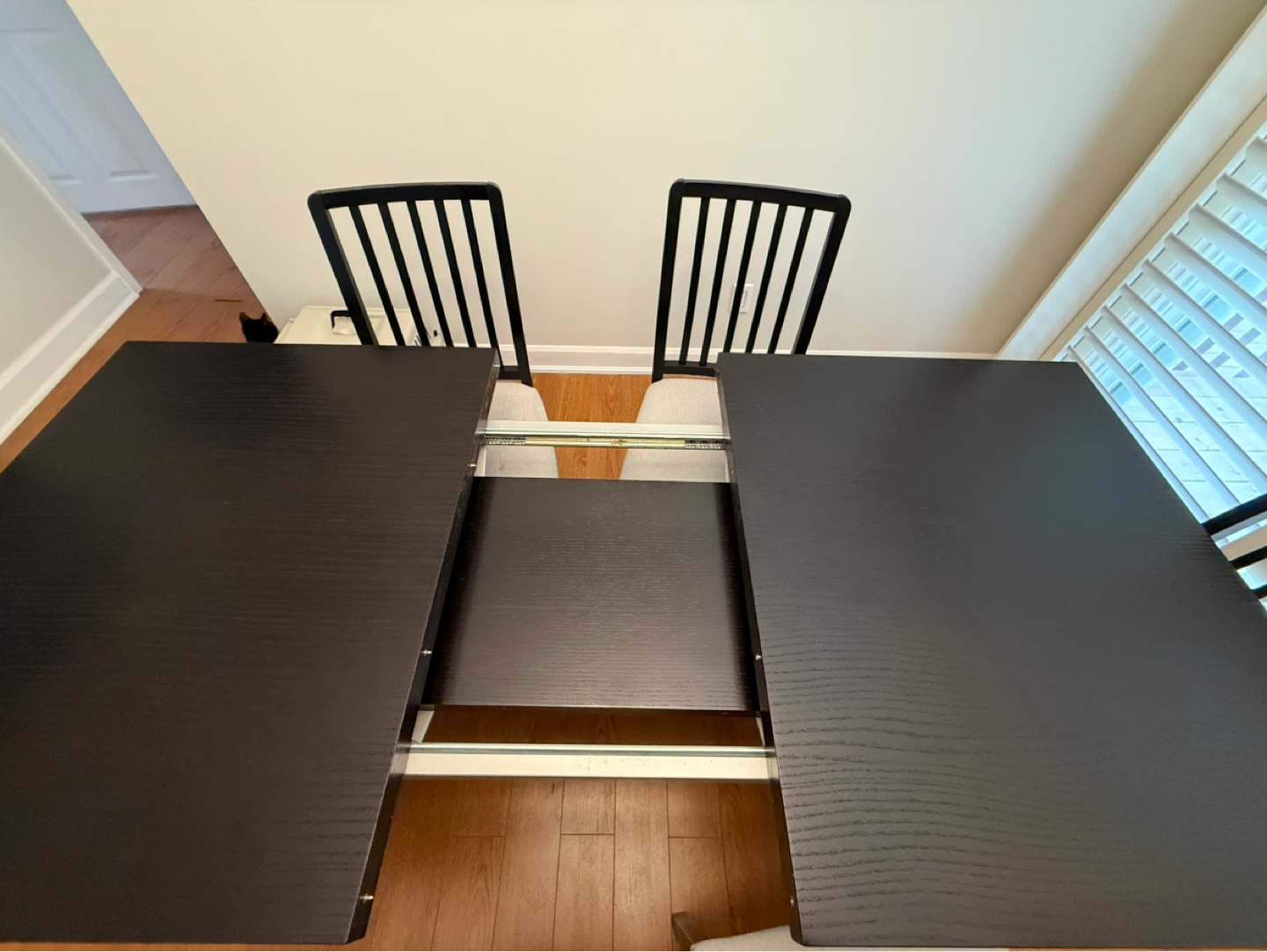 Black Dining Table with Metal Legs and 6 Chairs - photo 4