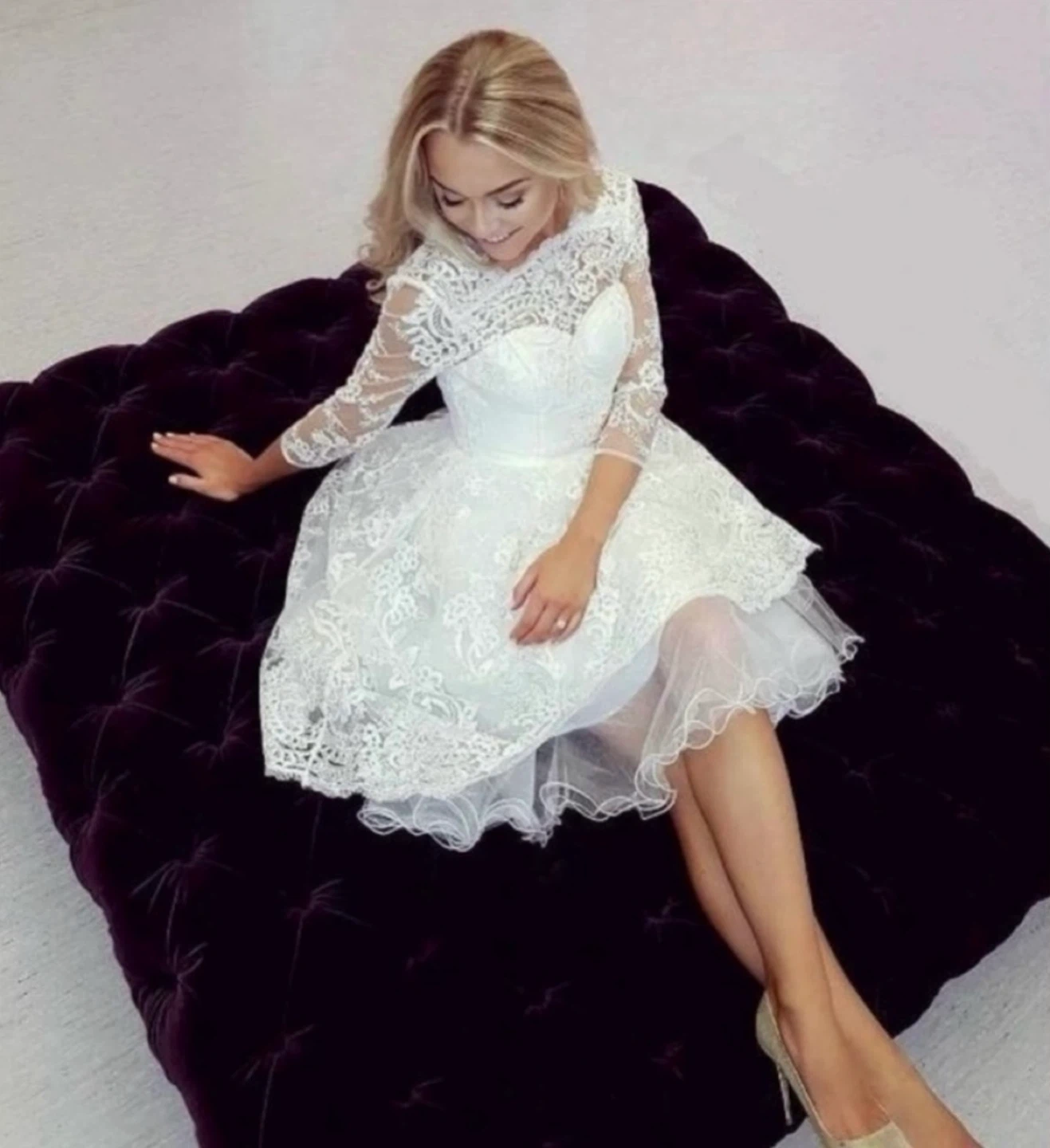 Charlize Embroidered Floral Midi Wedding Dress Size 6/8 - photo 2