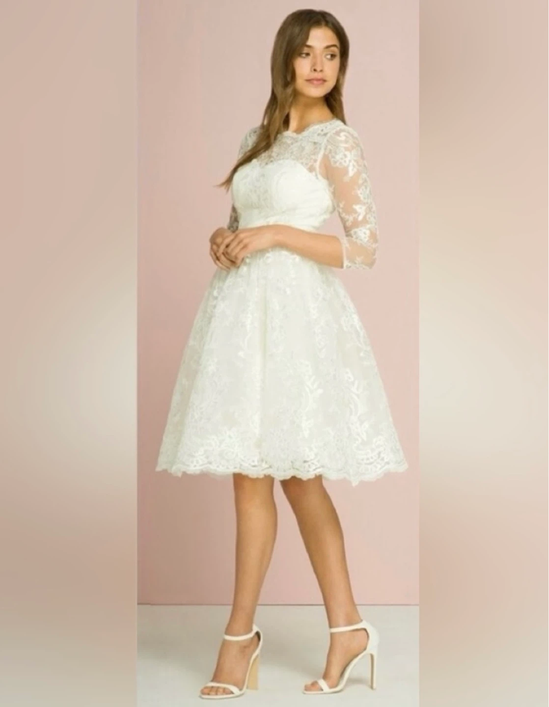 Charlize Embroidered Floral Midi Wedding Dress Size 6/8