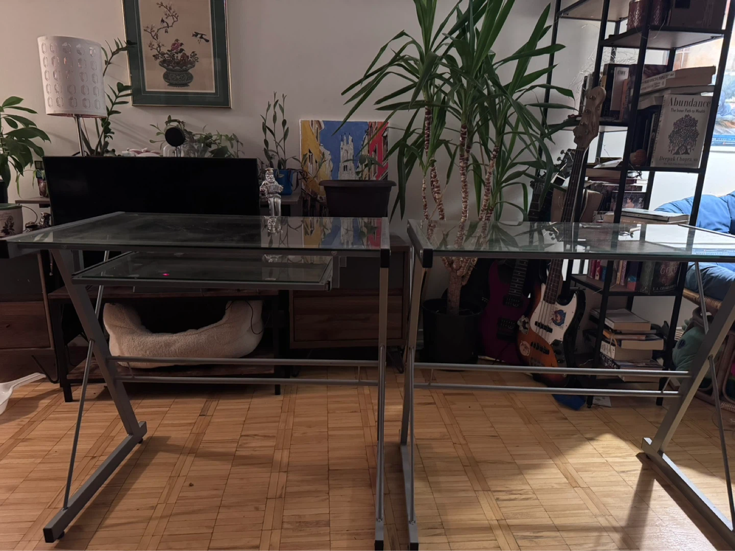 2 Glass top desks with metal frame - photo 2