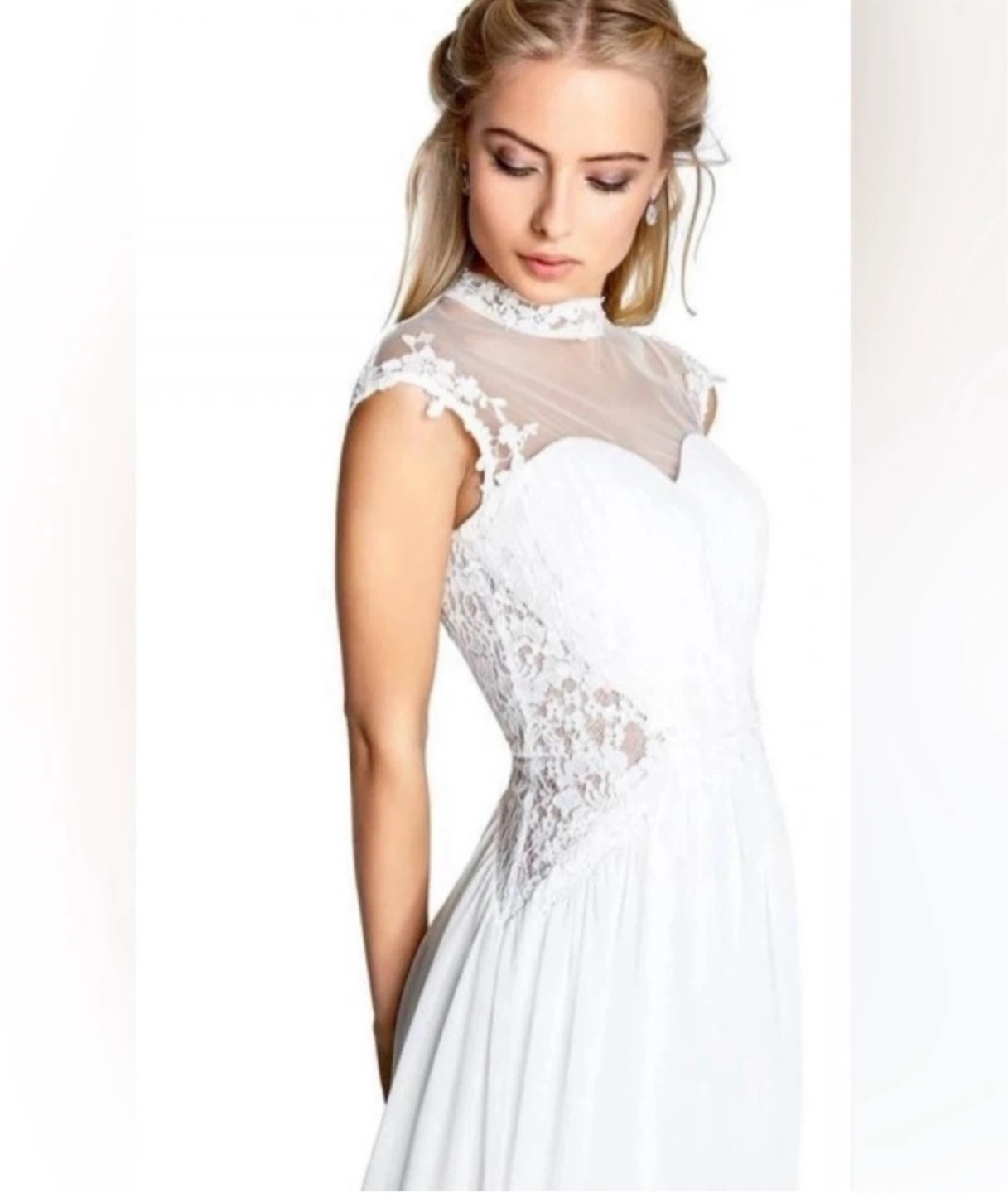 NWT Little Mistress Bridal Lace Chiffon Wedding Dress Size 6/8