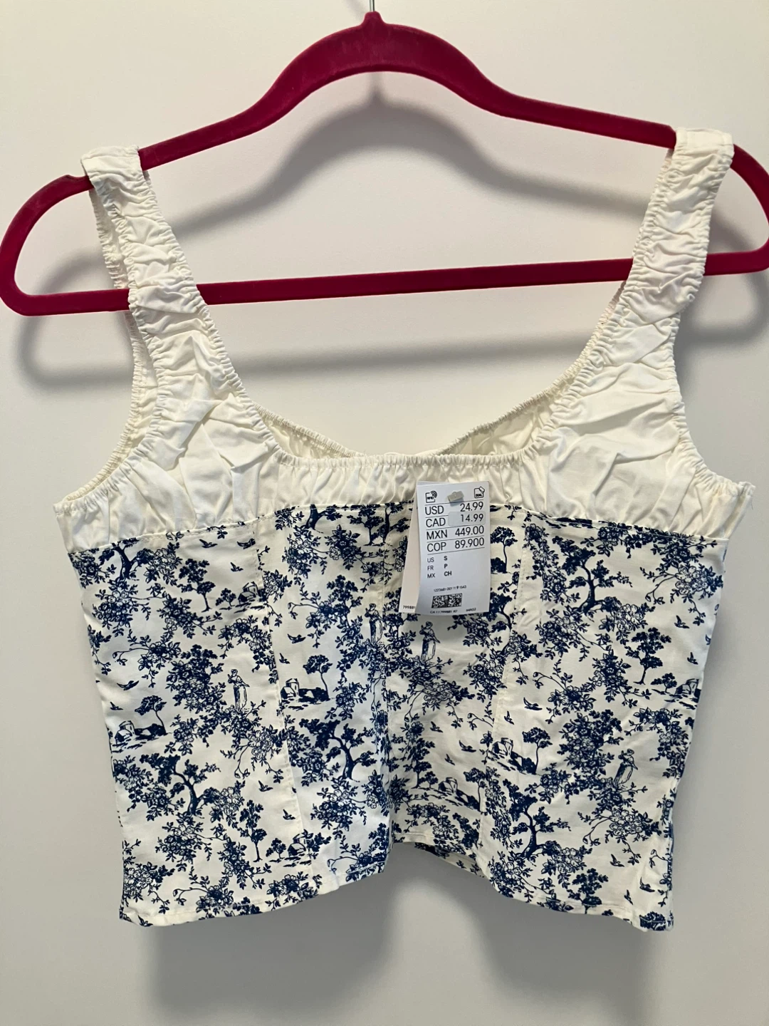 H&M Blue and White Floral Corset Top - photo 2