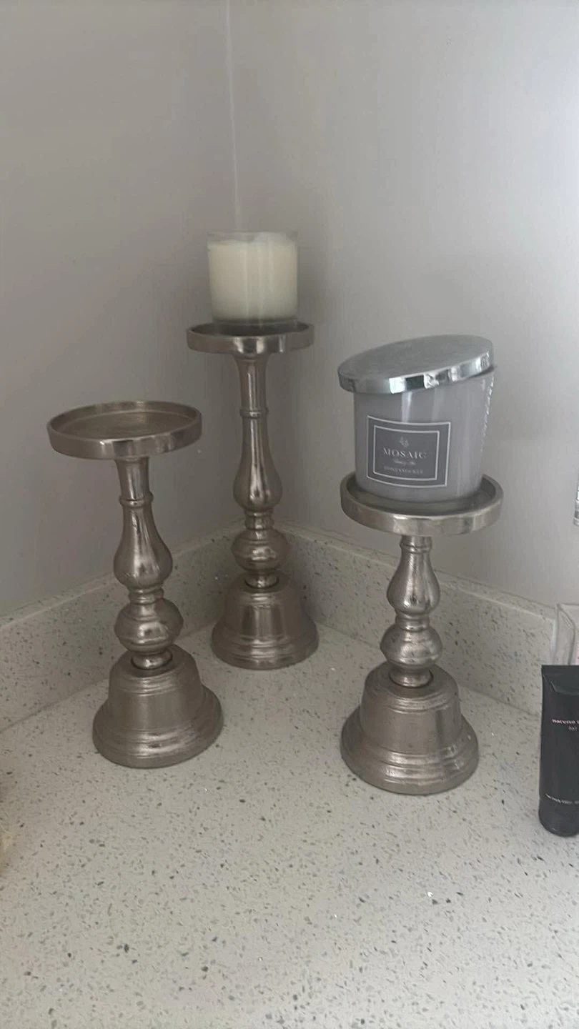 Set of 3 Silver Candlesticks