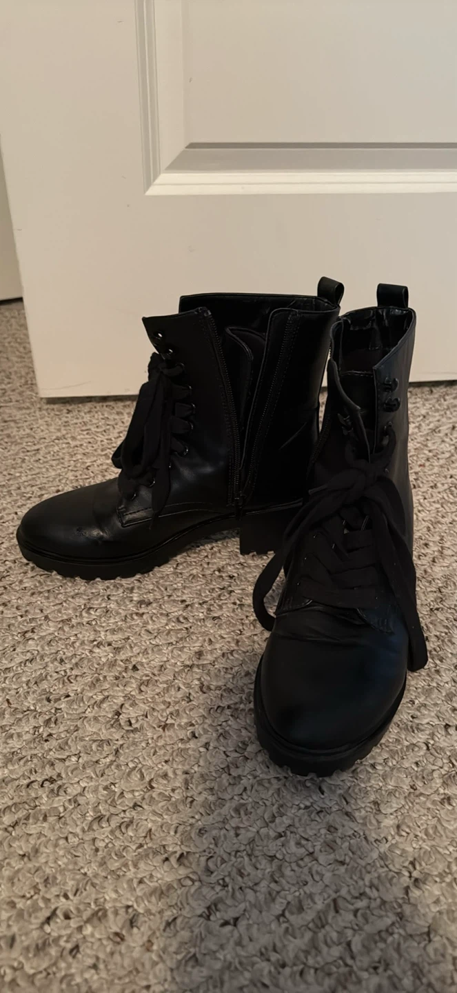 Black Lace-Up Combat Boots