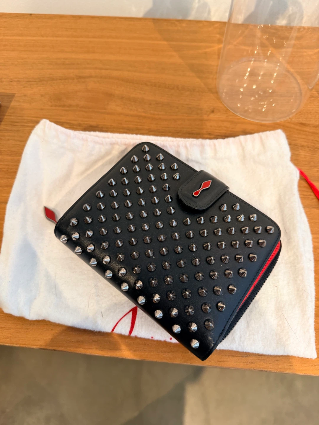 Christian Louboutin Black Spiked Card Holder Wallet