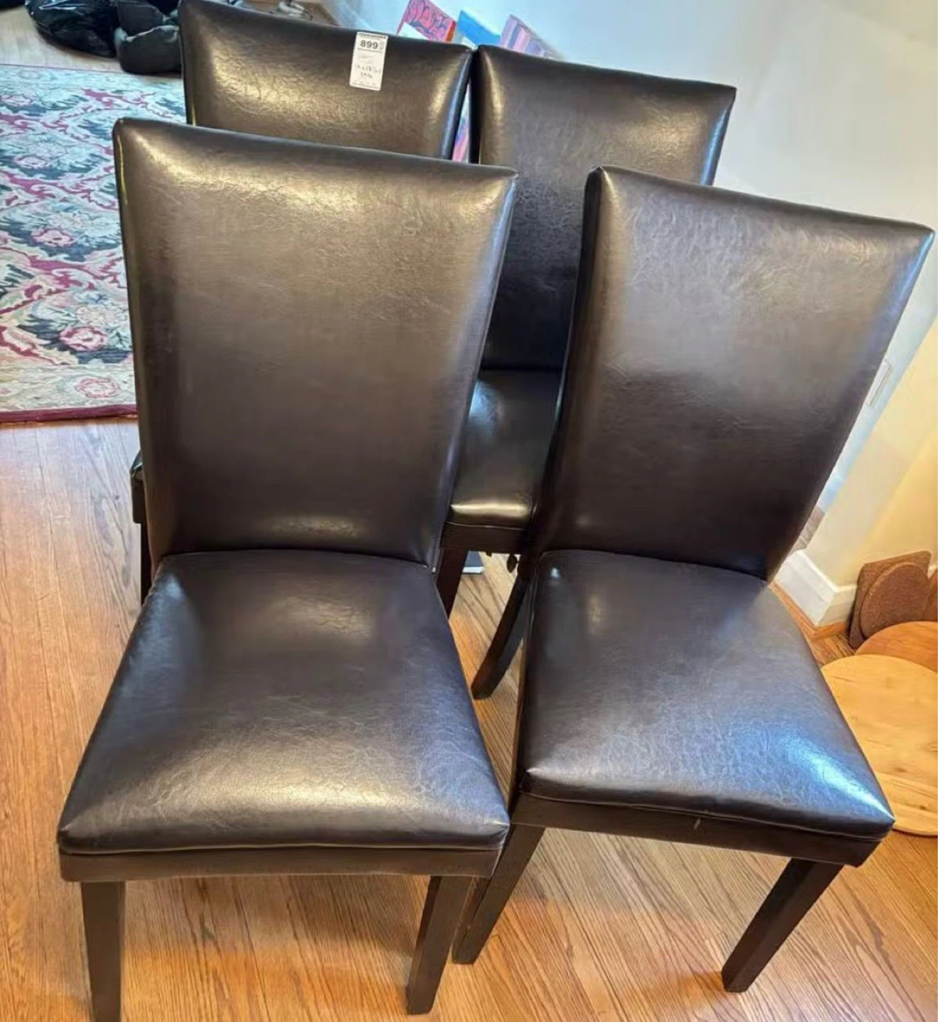 Set of 4 Dark Brown Dining Chairs