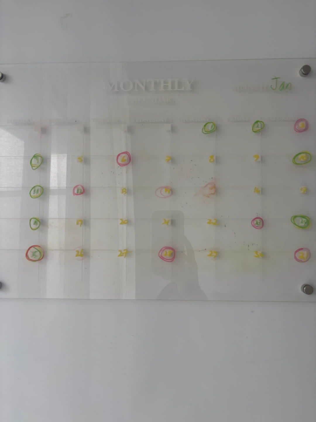 Clear Acrylic Monthly Wall Calendar