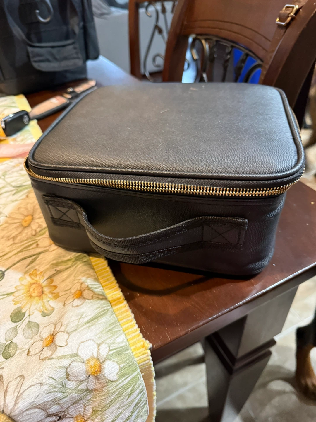 Black Makeup Train Case with Dividers