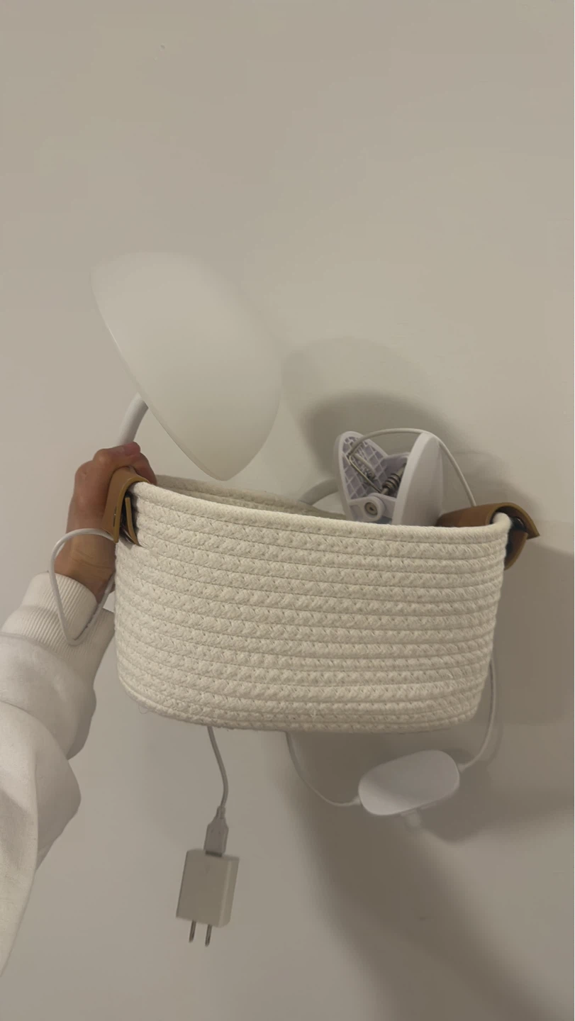 Mushroom lamp + White Woven Rope Storage Basket with Handle