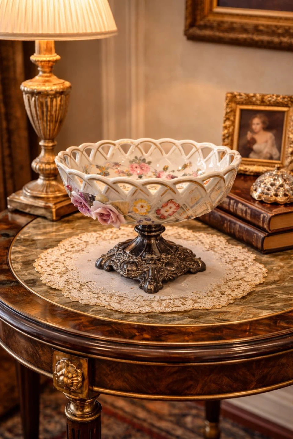 Decorative Fruit Bowl with Floral Design