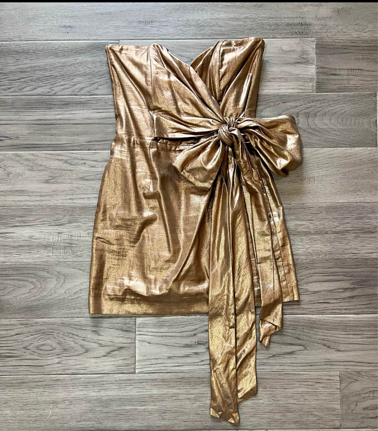 French connection size 4 Gold Strapless Mini Dress with Bow - photo 2