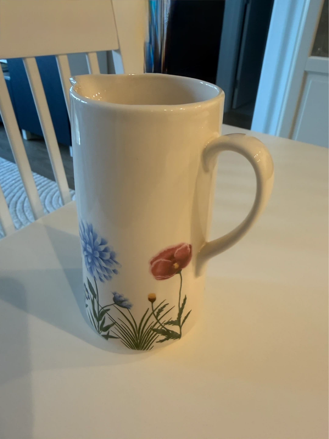 White Pitcher with Floral Design