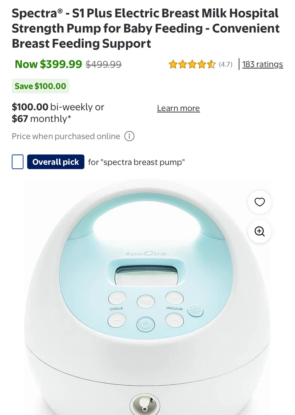 Spectra S1 Plus Electric Breast Pump