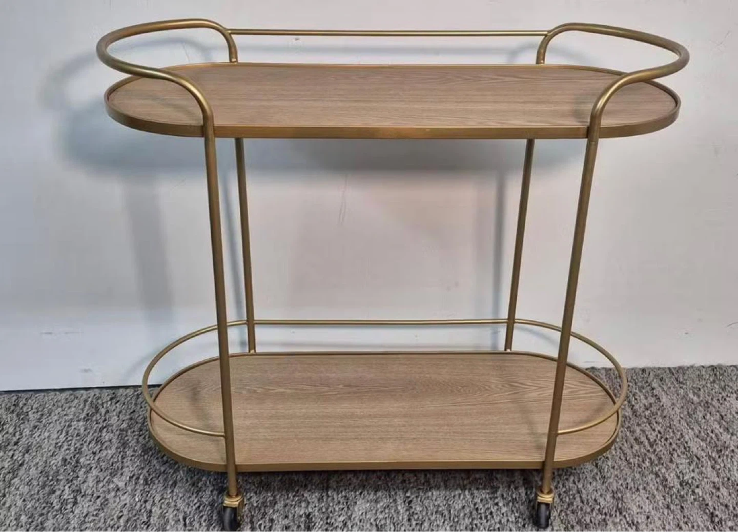 Gold Metal and Wood Bar Cart