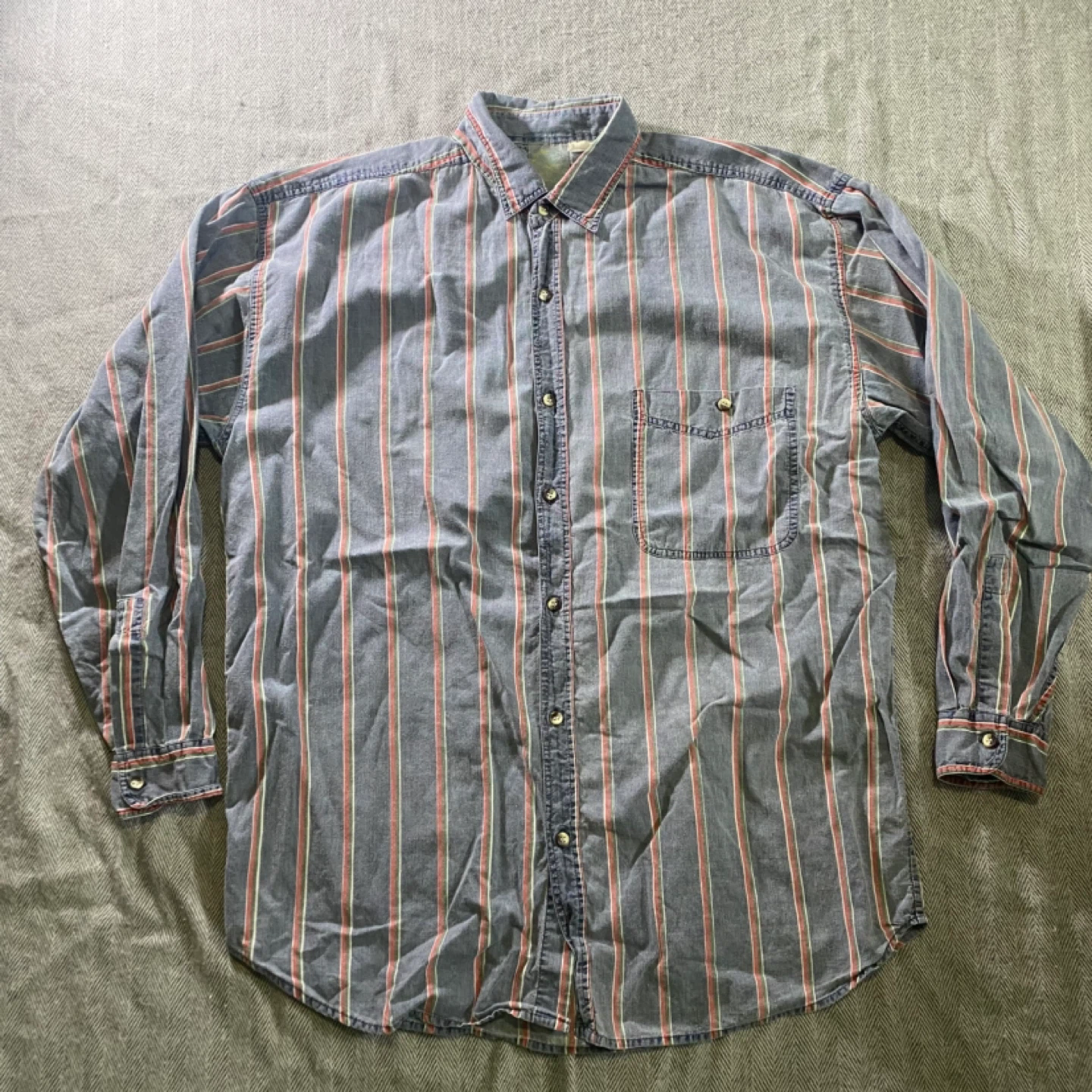 Vintage Fission Striped collar Long Sleeve Shirt
