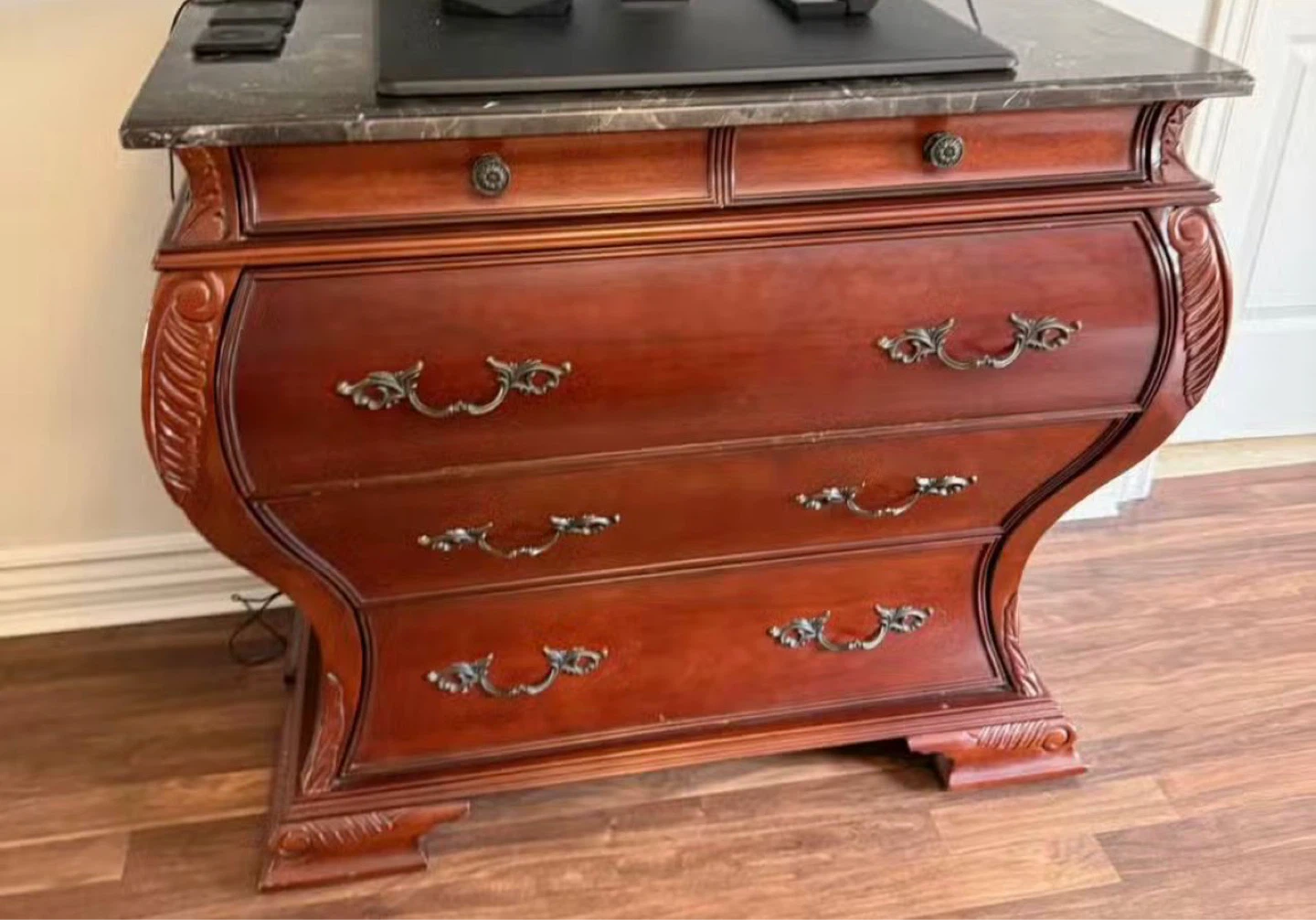 Cherry Wood Dresser with Marble Top