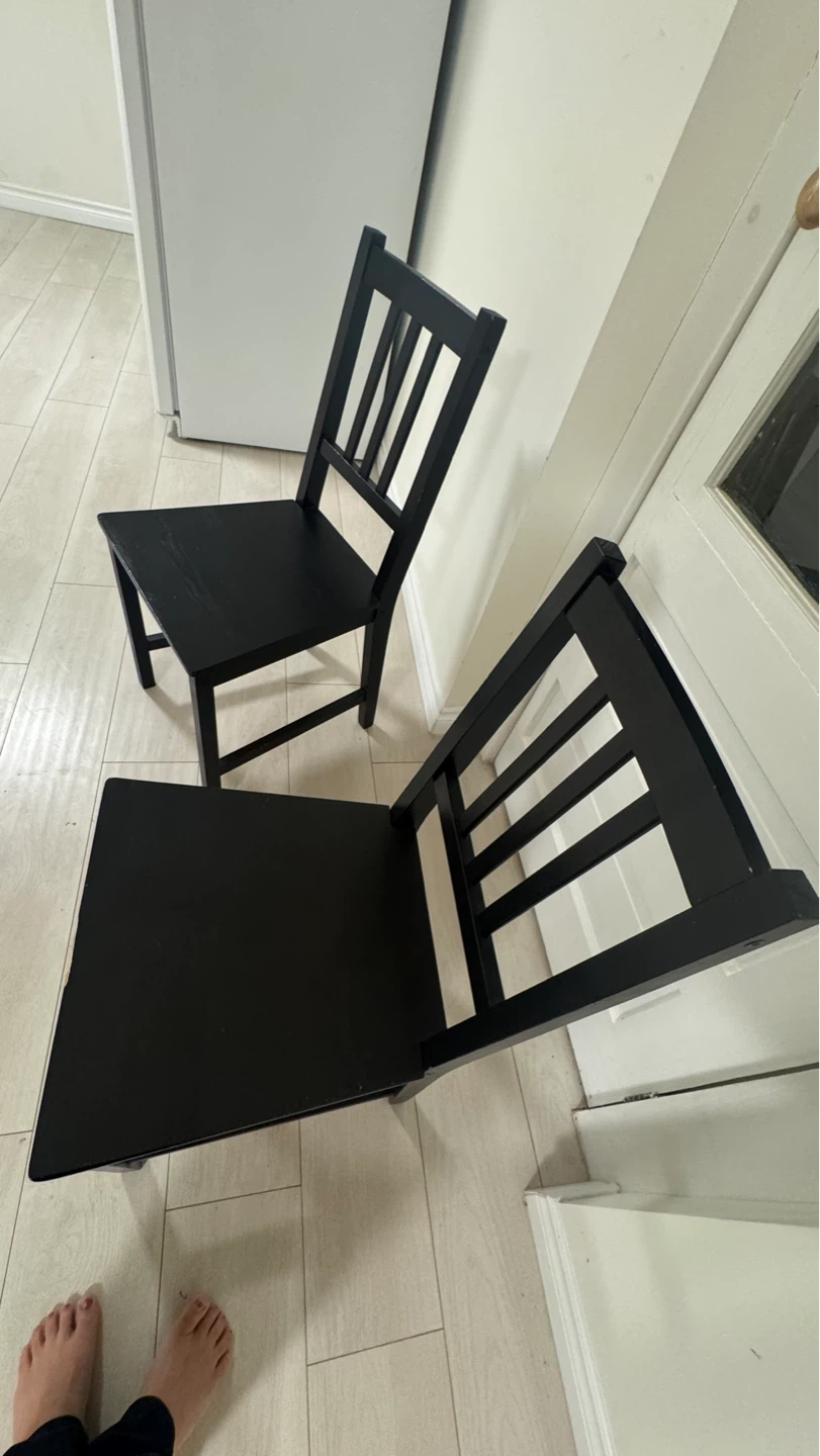 Set of 2 Black Wooden Dining Chairs