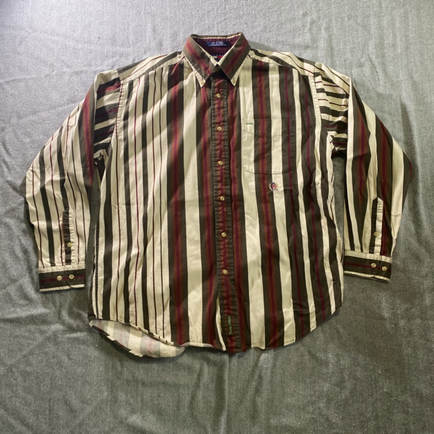 Vintage Tommy Hilfiger Striped Button-Up Shirt - Size M