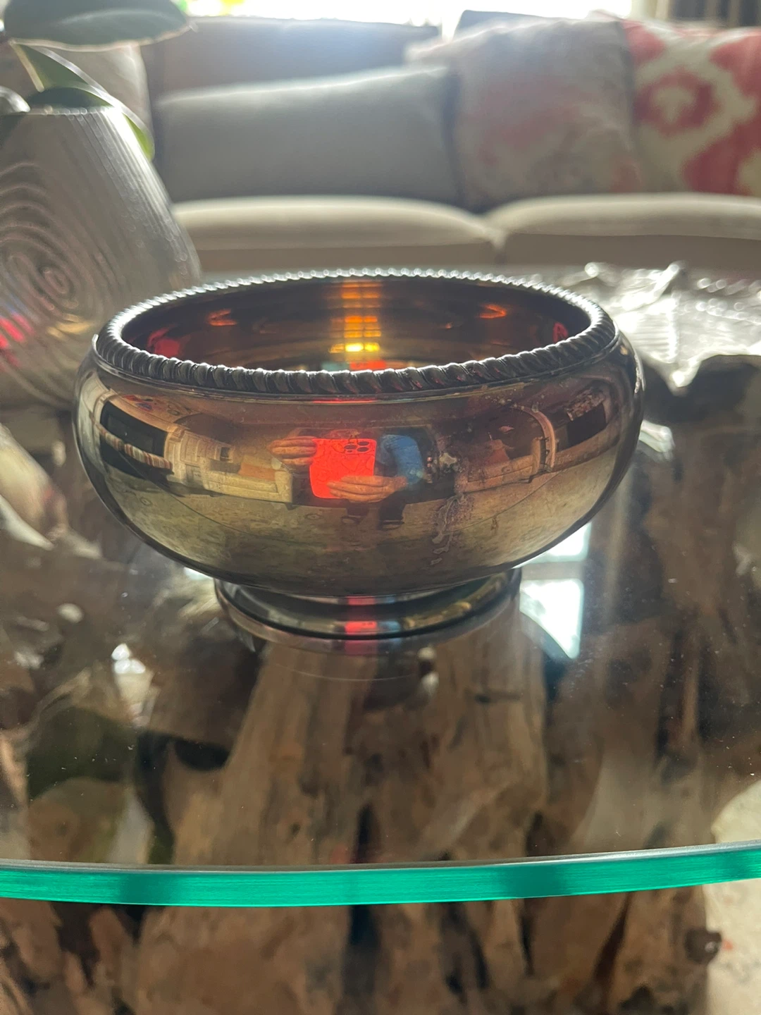 Silver Plated Bowl with Twisted Rim