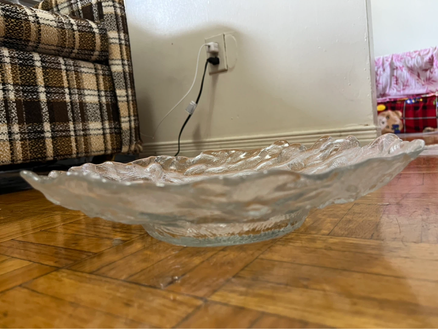 Textured Glass Serving Bowl