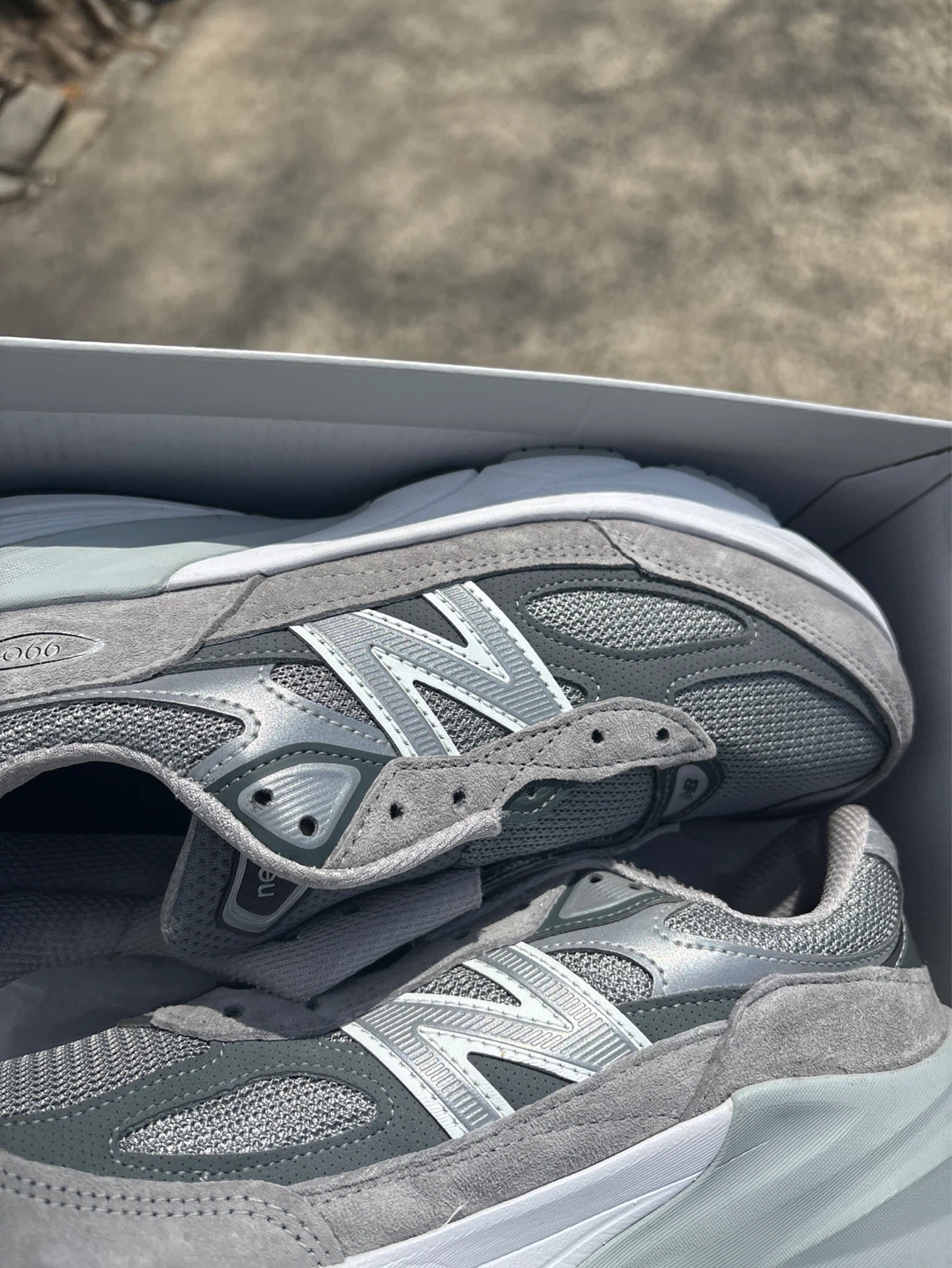 New Balance 990v4 Grey Suede Mesh Sneakers