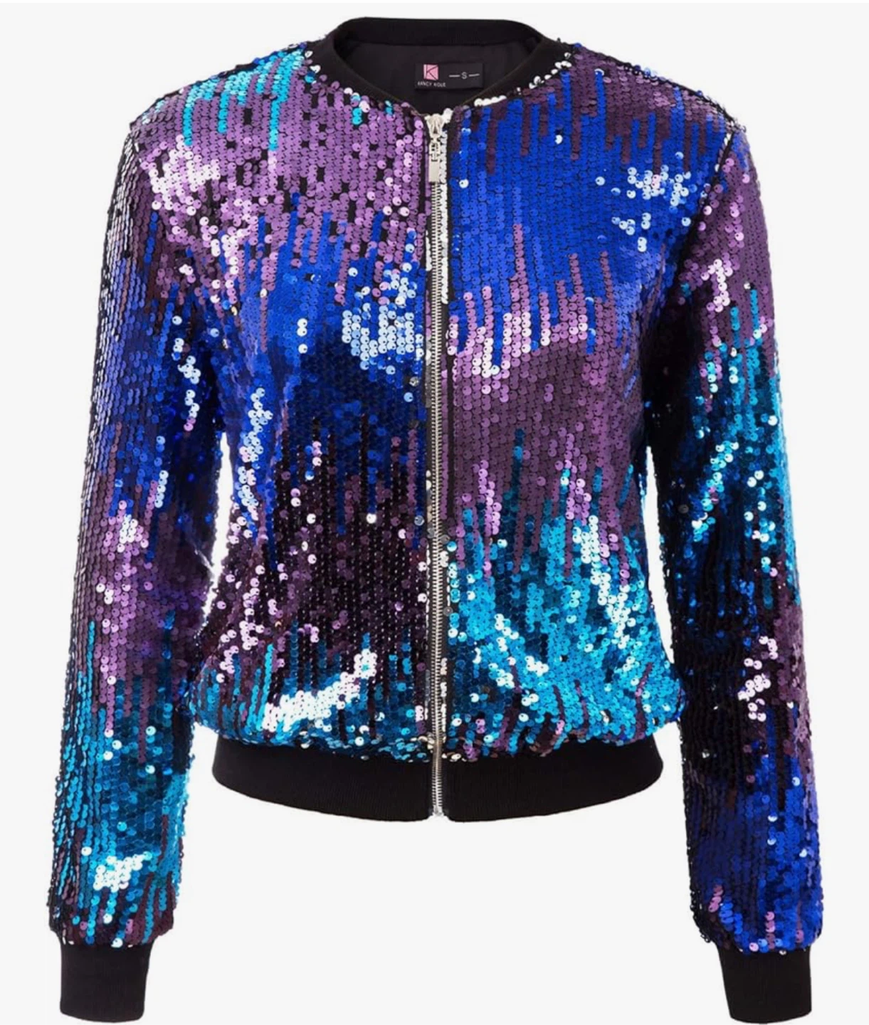 Women's Sparkly Sequin Bomber Jacket - photo 2