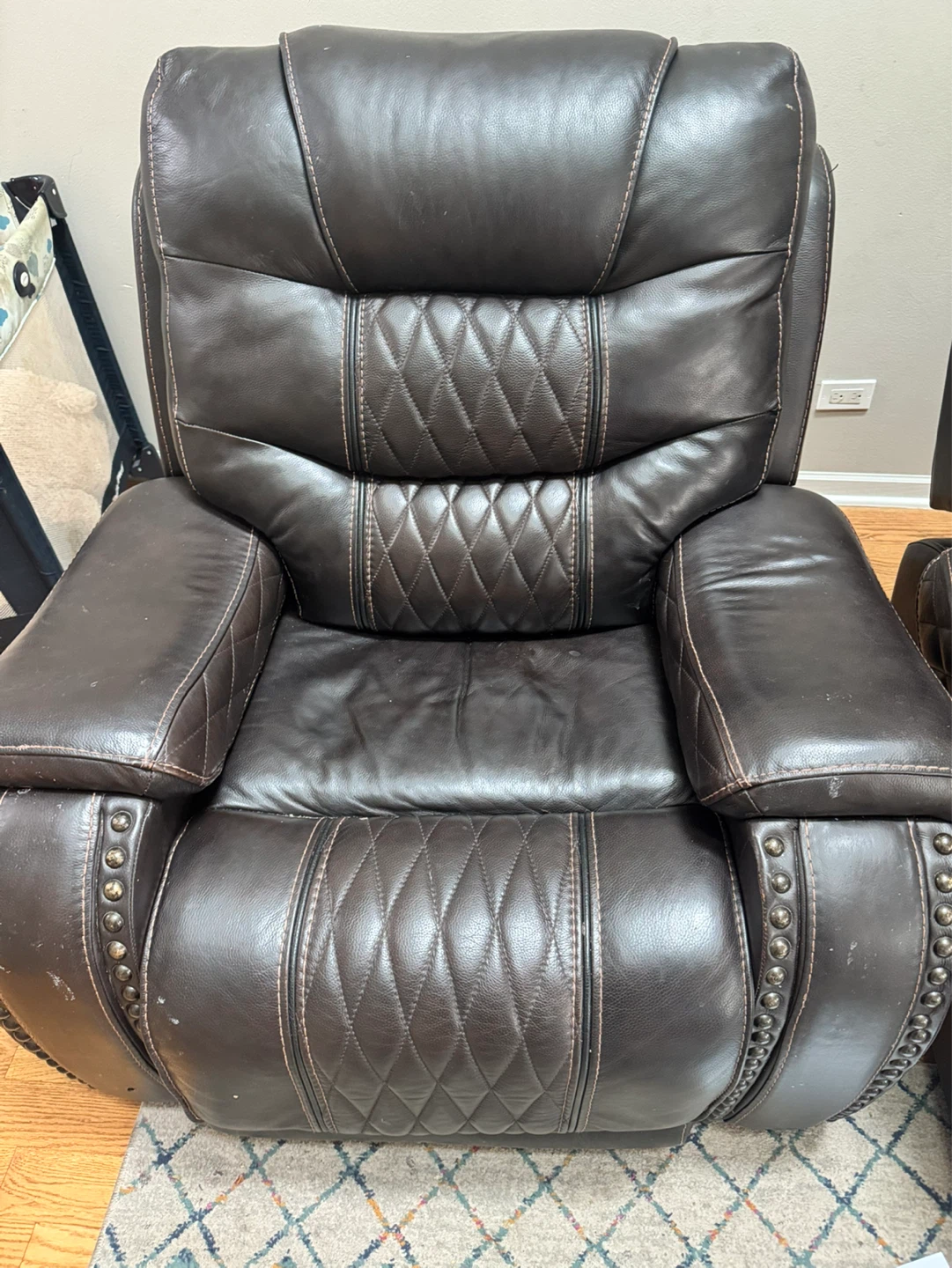 Brown Leather Reclining Sofa