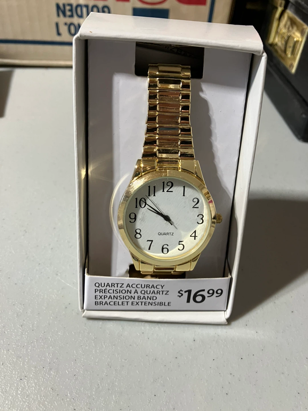 Gold Tone Expansion Band Quartz Watch