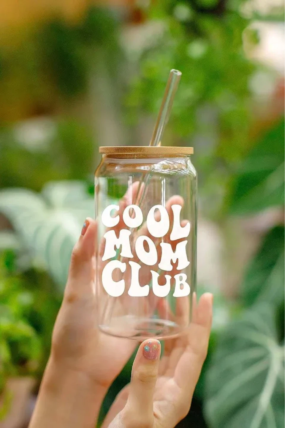 Cool Mom Club Glass Tumbler with Straw