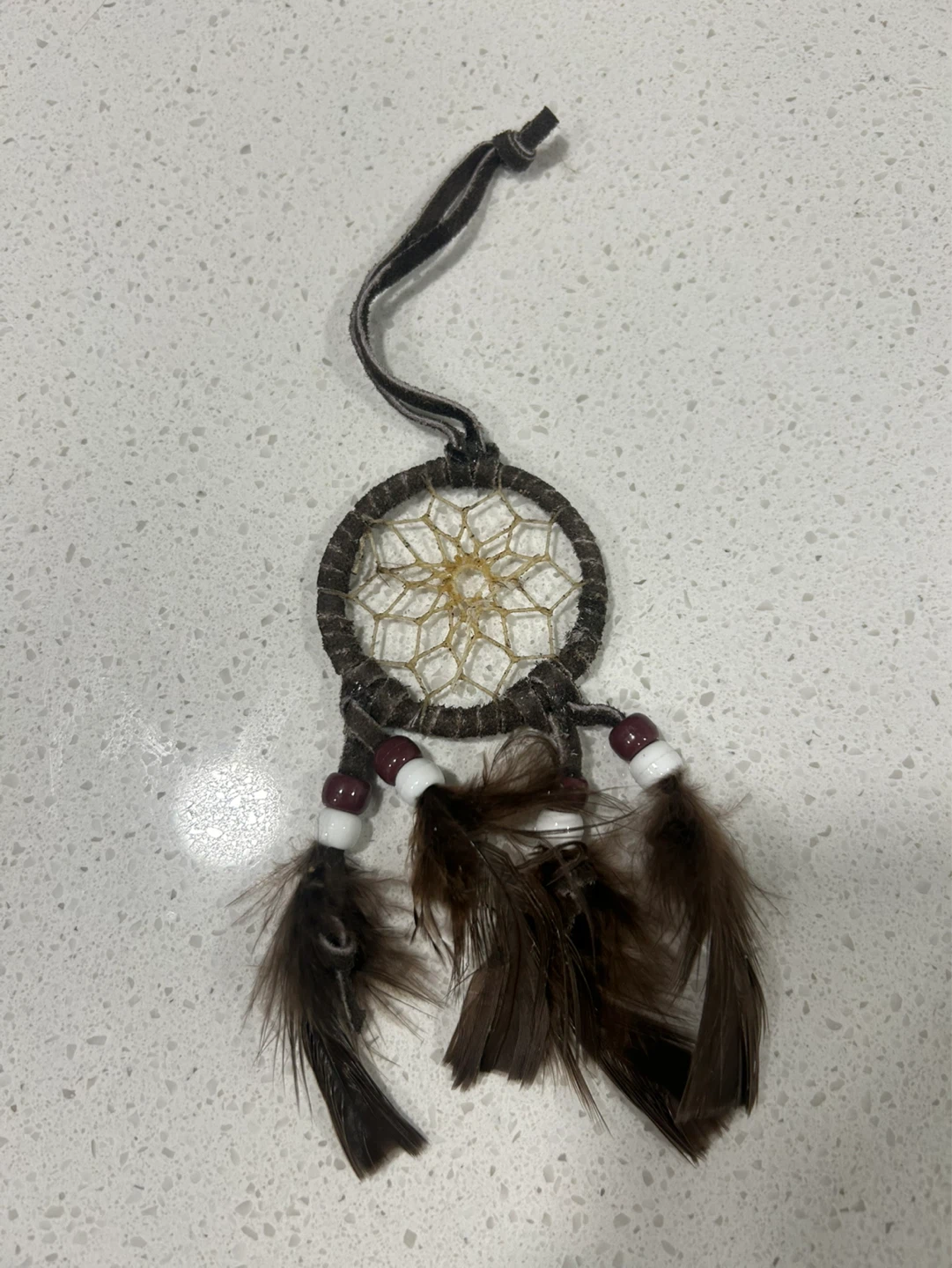 Mini Dreamcatcher with Feathers and Beads