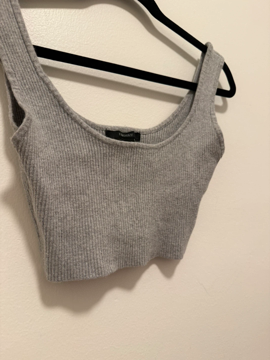 Gray Ribbed Cropped Tank Top Forever 21 Size Xtra Small - photo 3