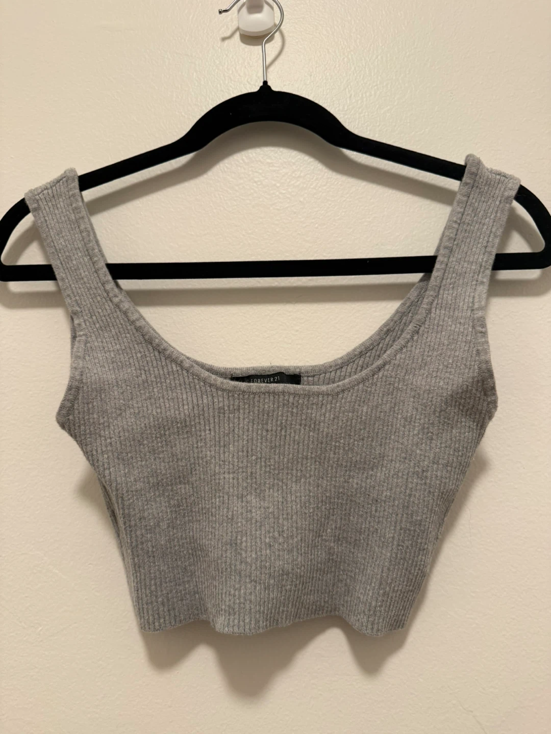 Gray Ribbed Cropped Tank Top Forever 21 Size Xtra Small