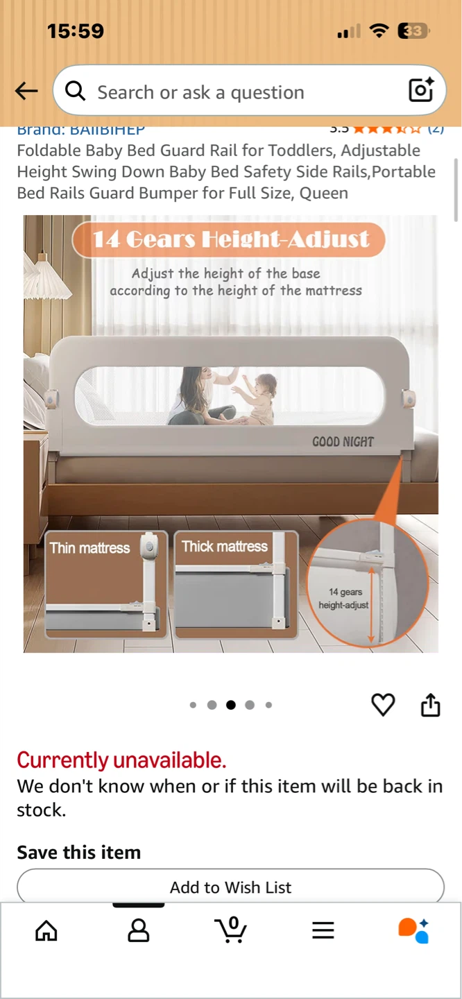 BAIIBIHEP Foldable Baby Bed Guard Rail - photo 3