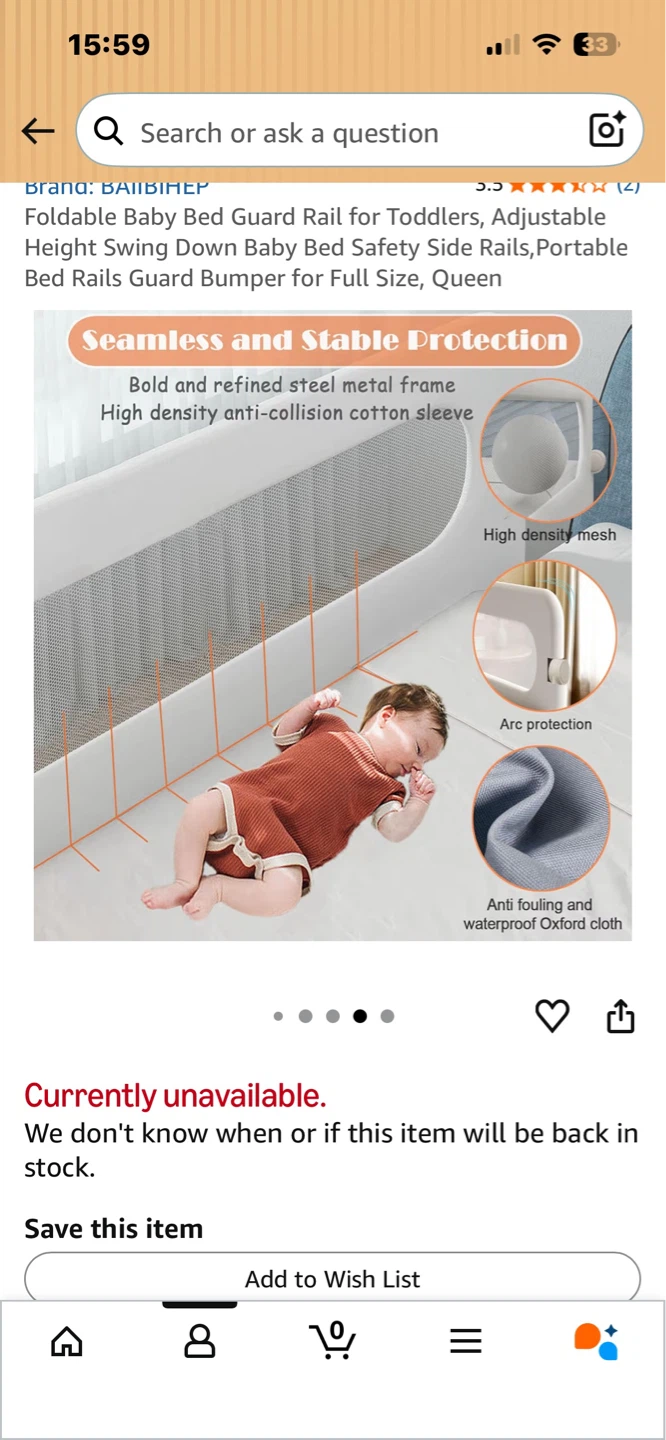 BAIIBIHEP Foldable Baby Bed Guard Rail - photo 5