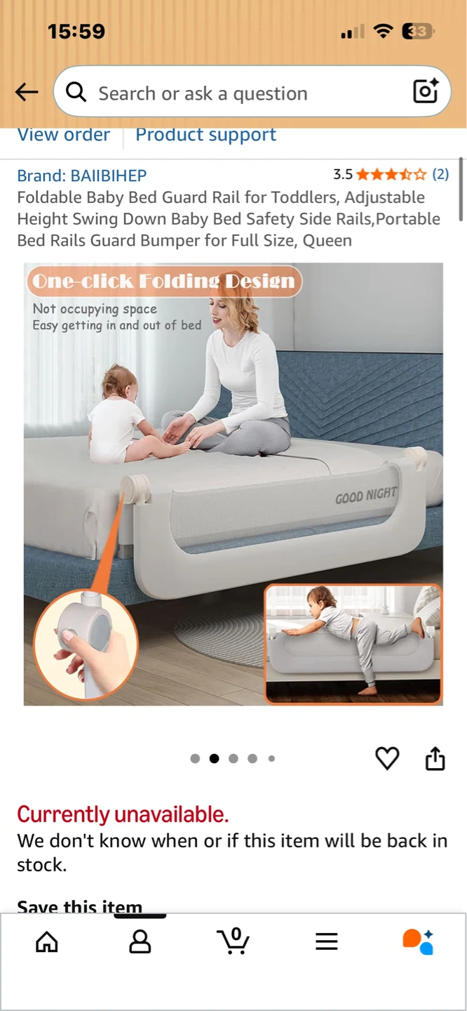 BAIIBIHEP Foldable Baby Bed Guard Rail - photo 2