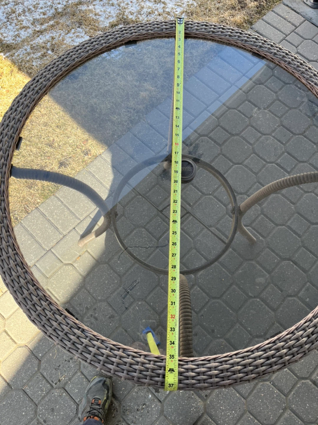 Round Wicker Patio Table with Glass Top - photo 2