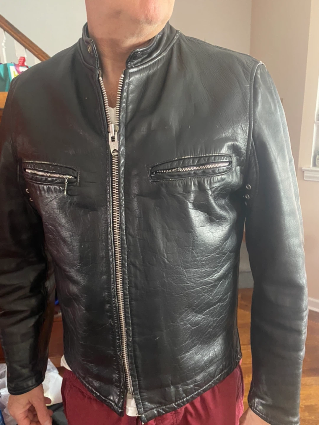 Vintage Black Leather Motorcycle Jacket - photo 2