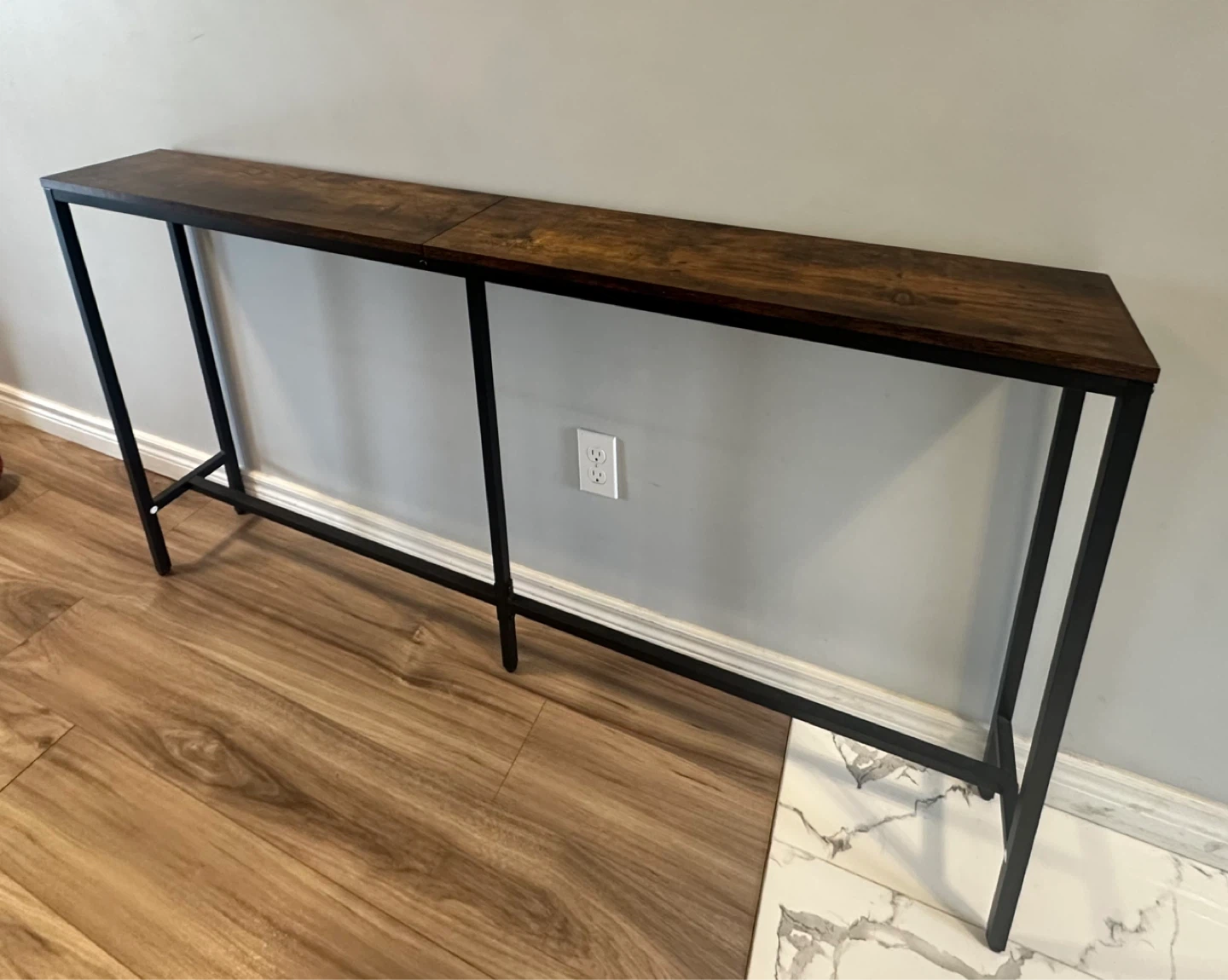 Modern Industrial Console Table – Wood Top & Metal Frame