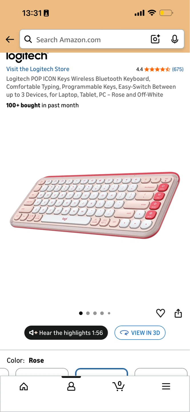 Logitech POP KEYS Wireless Bluetooth Keyboard Rose & Off-White