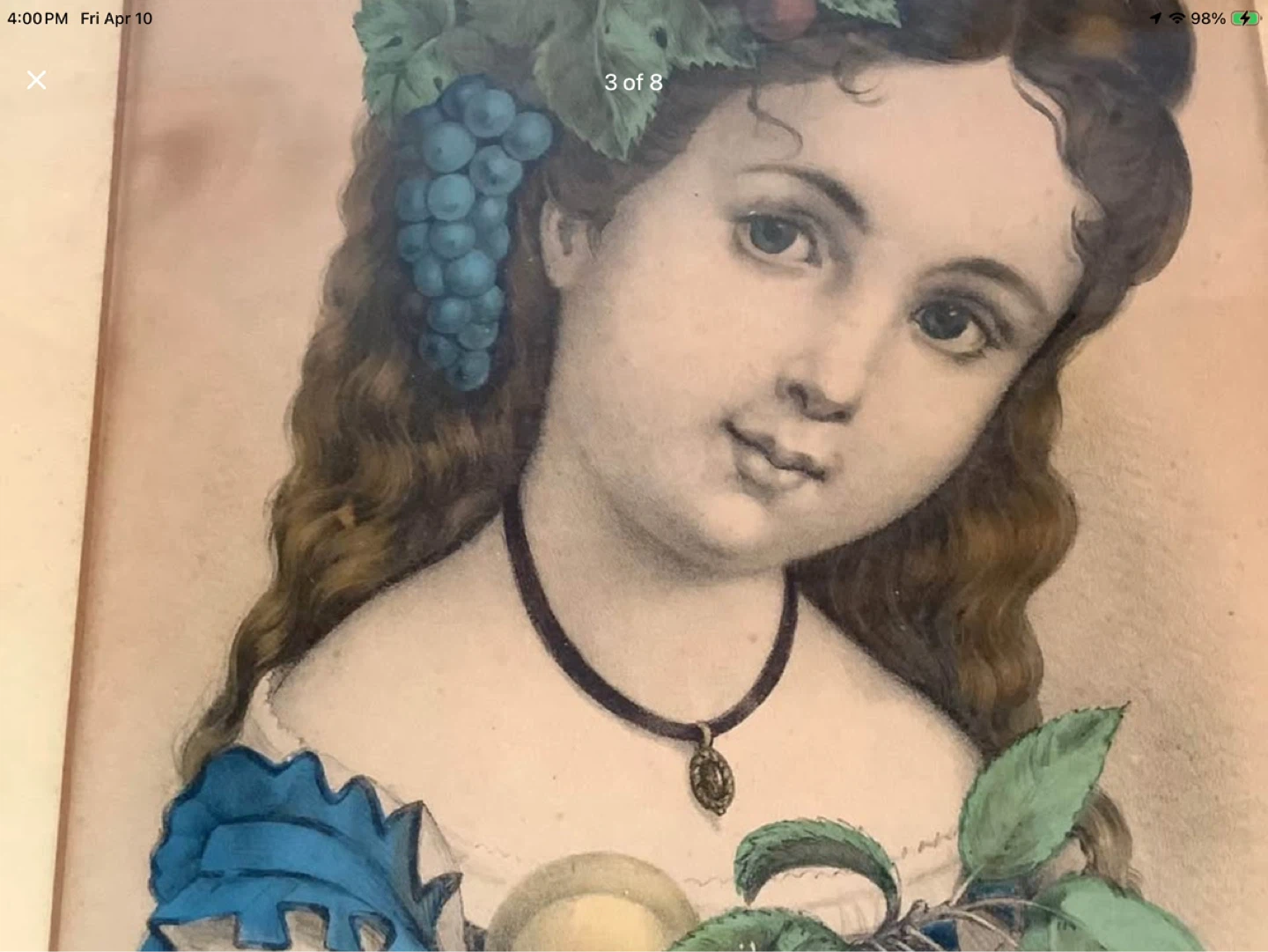 Vintage Currier & Ives Lithograph Print “Little Fruit Girl” 🐞 - photo 3