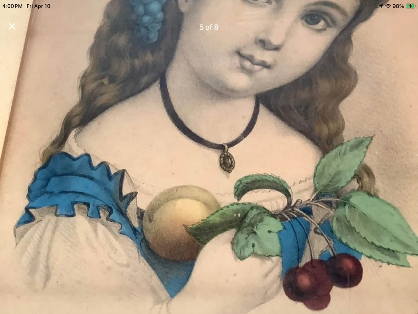 Vintage Currier & Ives Lithograph Print “Little Fruit Girl” 🐞 - photo 4