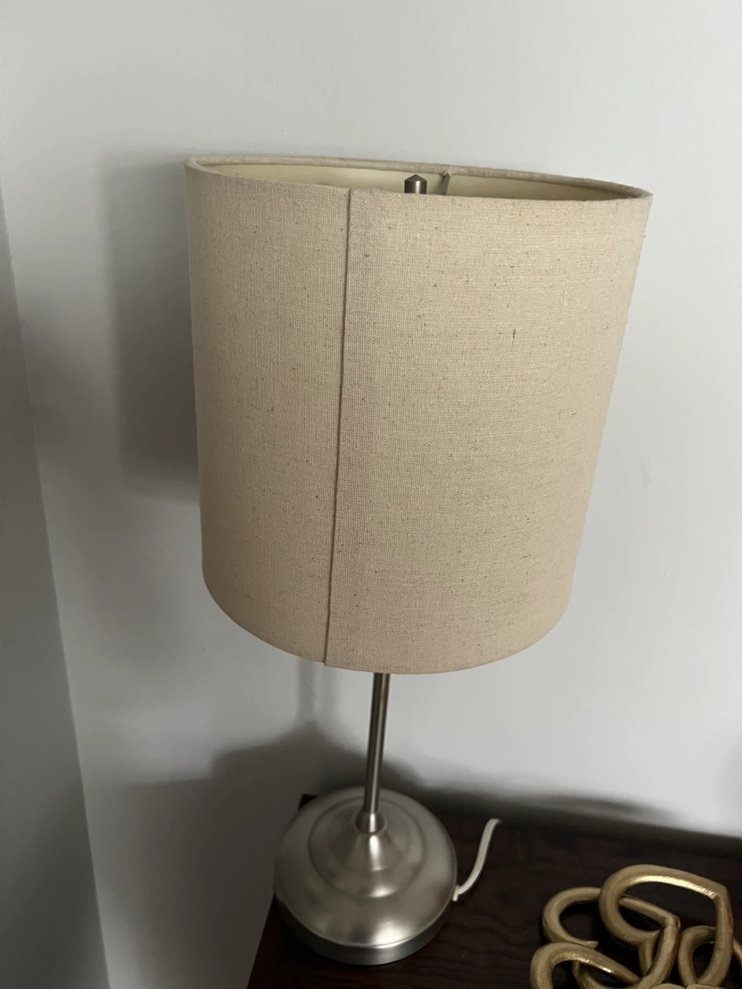 Table Lamp with Beige Fabric Shade