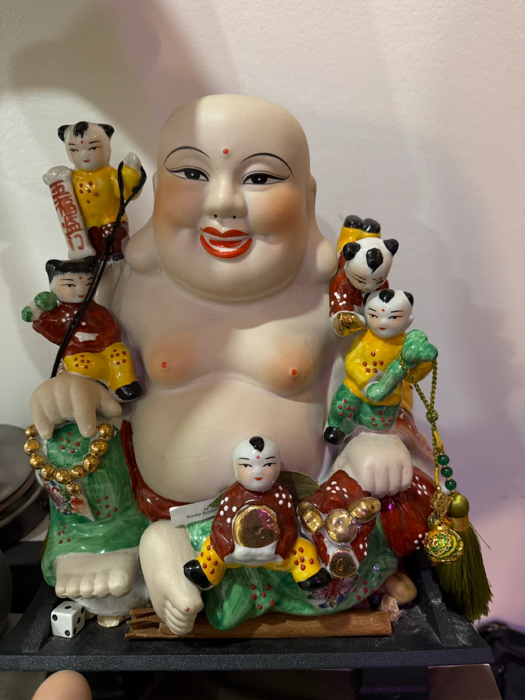 Laughing Buddha Figurine with Children