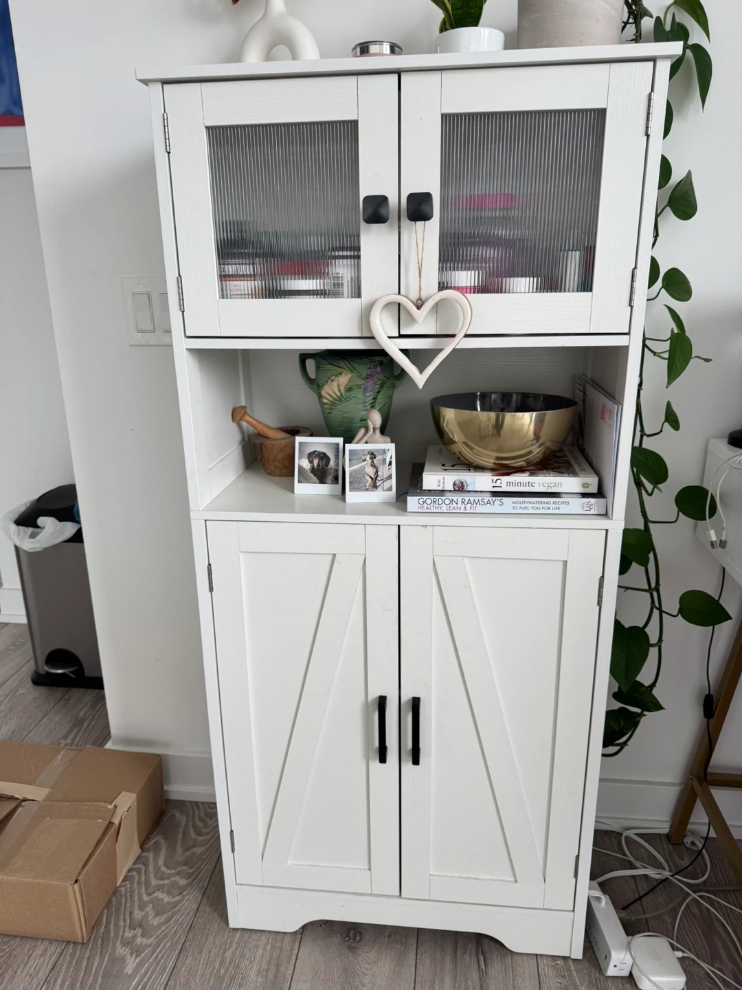 White Storage Cabinet with Doors