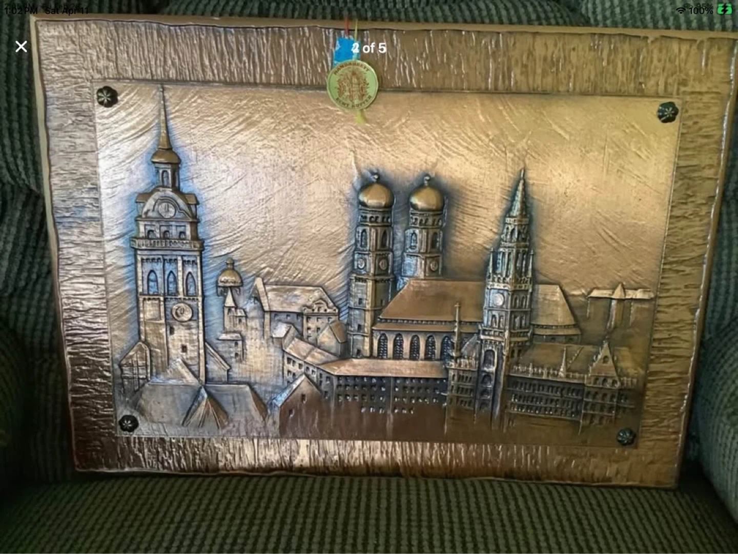 Vtg “Handarbeit” Hand Hammered Embossed Copper Wall Art 🐞 - photo 2