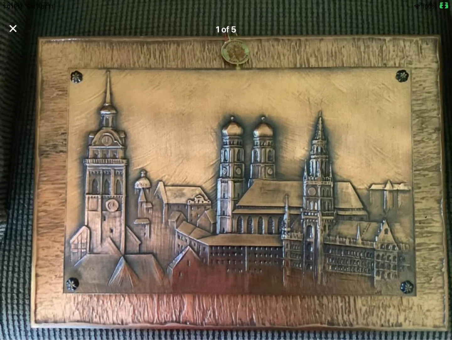 Vtg “Handarbeit” Hand Hammered Embossed Copper Wall Art 🐞